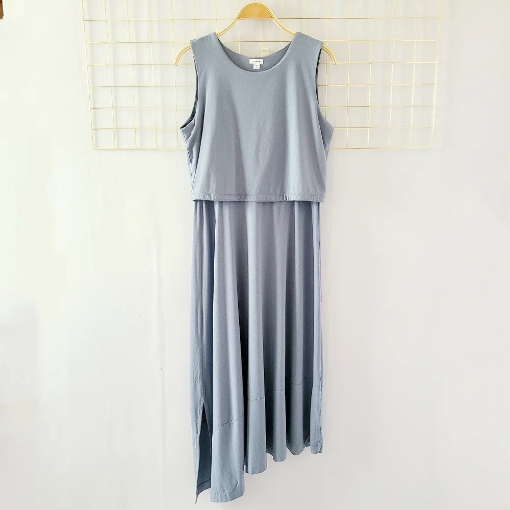 Cuyana Asymmetrical Blue Overlay Dress - Picture 2 of 12